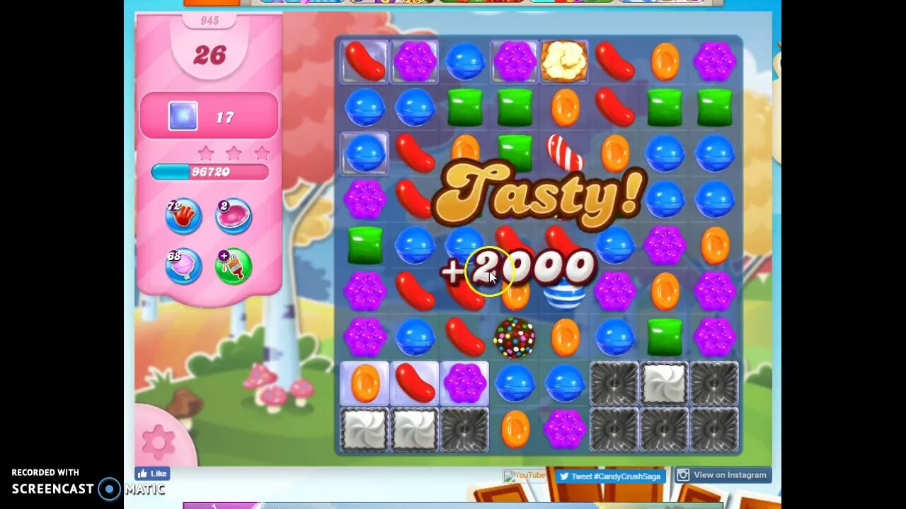 Candy Crush Level 945 Audio Talkthrough, 1 Star 0 Boosters