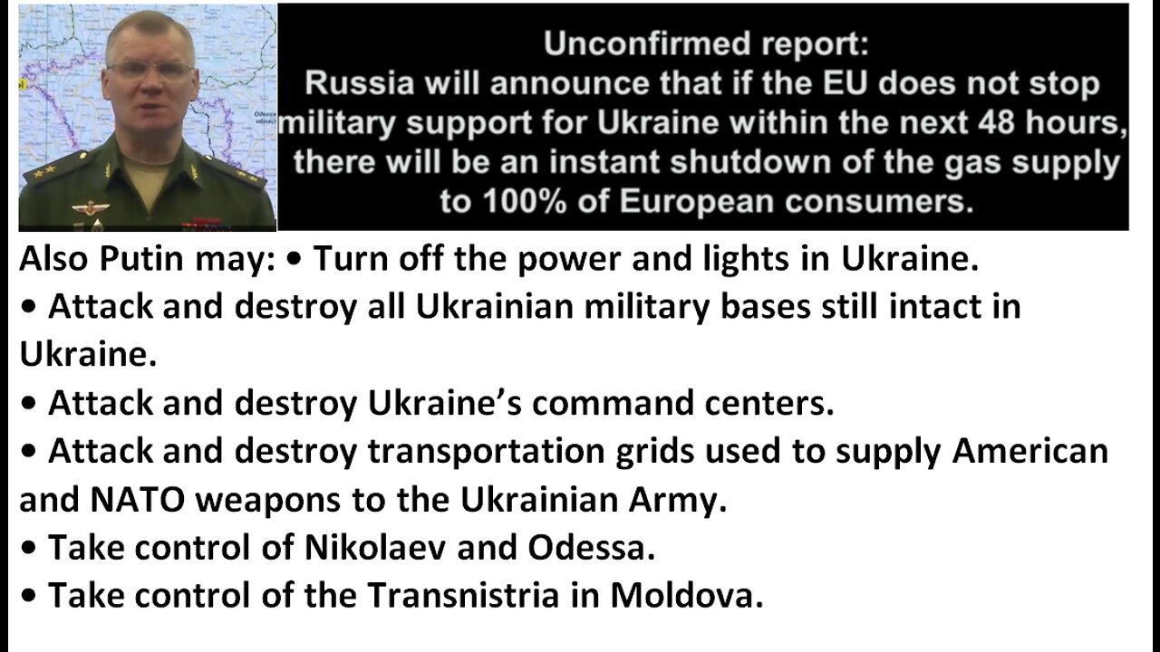 Russian Gas to be 100% cut off if WokeEU continues military support to Ukr Regime-Update Oct 3, 2022