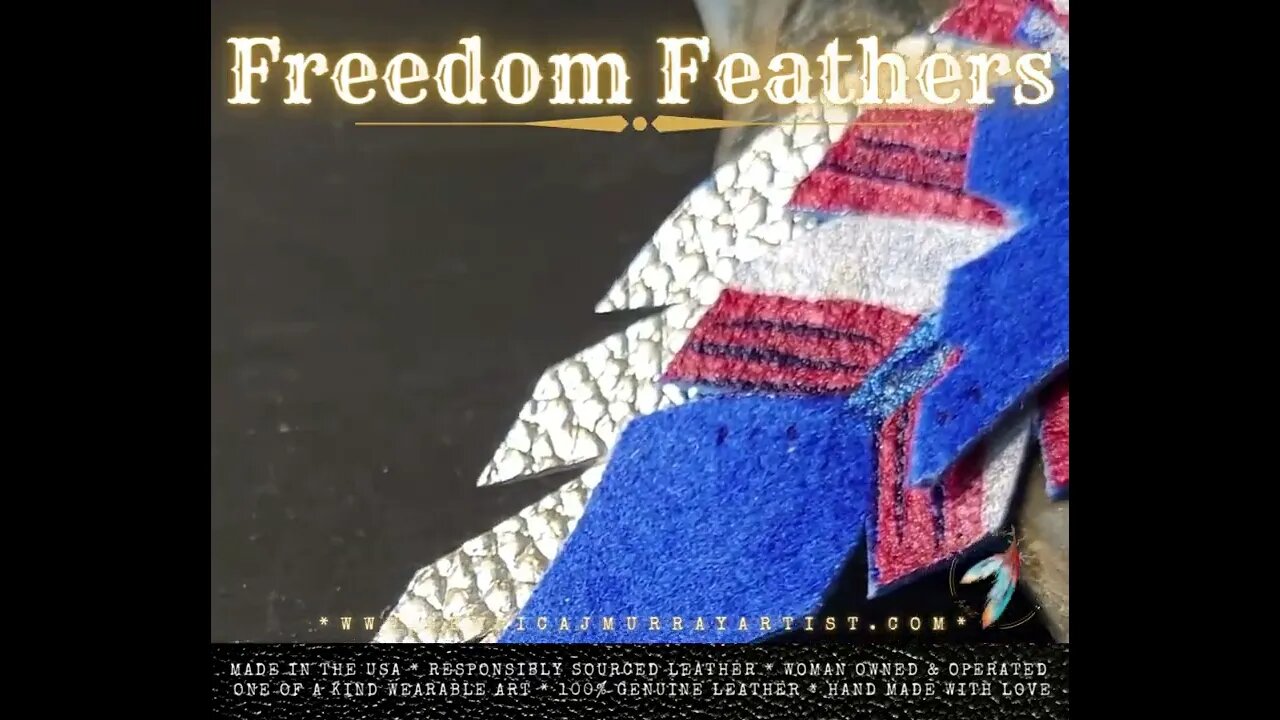 The Patriot, 4 inch drop, Leather Feather earrings