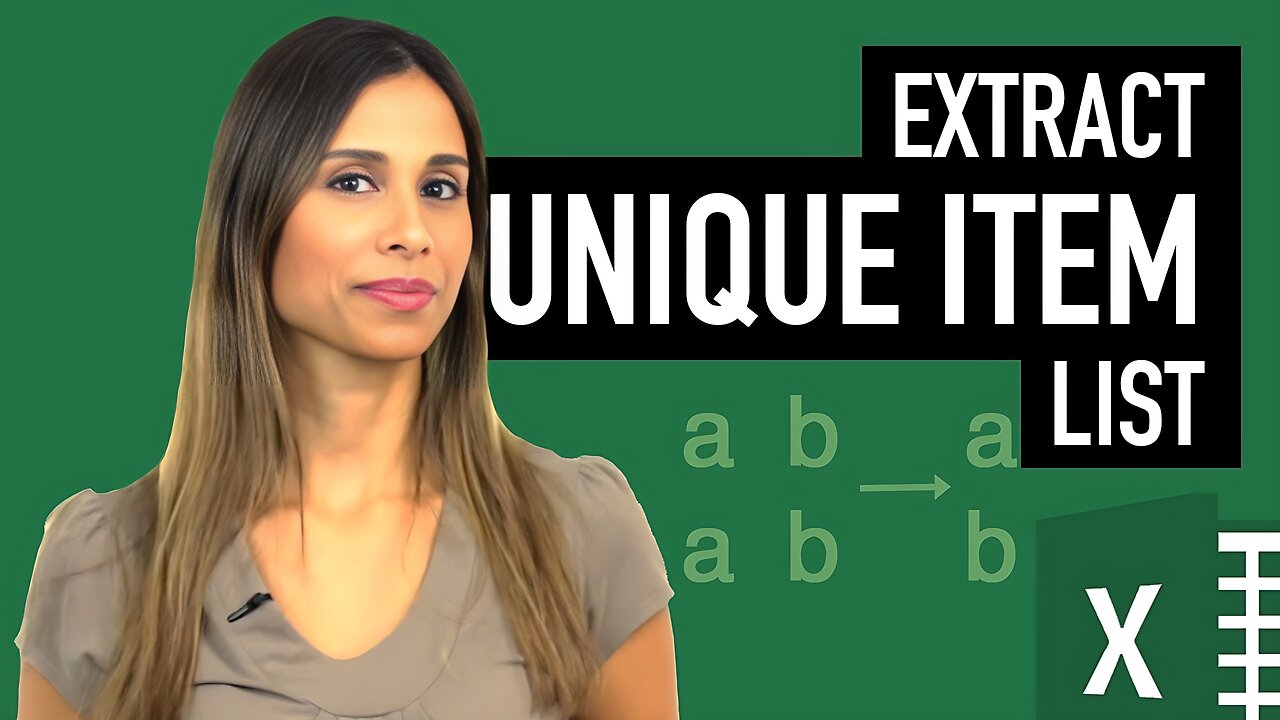 Excel: Extract unique items for dynamic data validation drop down list