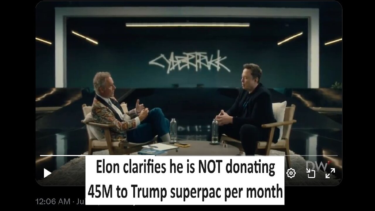 Elon clarifies Trump donation allegation on Daily Wire Jordan Peterson Interview