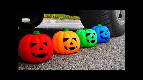 Crunchy & Soft Things by Car! - EXPERIMENT: HALLOWEEN PUMPKINS vs CAR vs FOOD