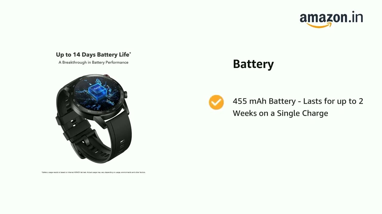 Honor 2 BT Watch 2 with Battery- Charcoal Black (14-Days Battery Life_Compatible Android and iOS)