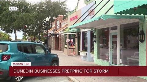 Heather Leigh in Pinellas County | Business owners continue to board up windows and lay down sandbags as boaters at the Dunedin Marina secure their boats with extra lines ahead of the predicted storm surge