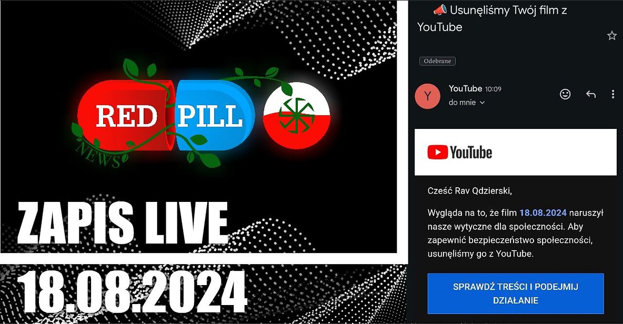 Zapis live, który YouTube usunął i za który wyłapałem tydzień bana