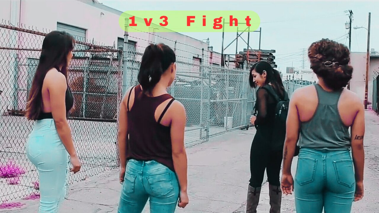 3 girl vs 1 martialarts Fight action scene.