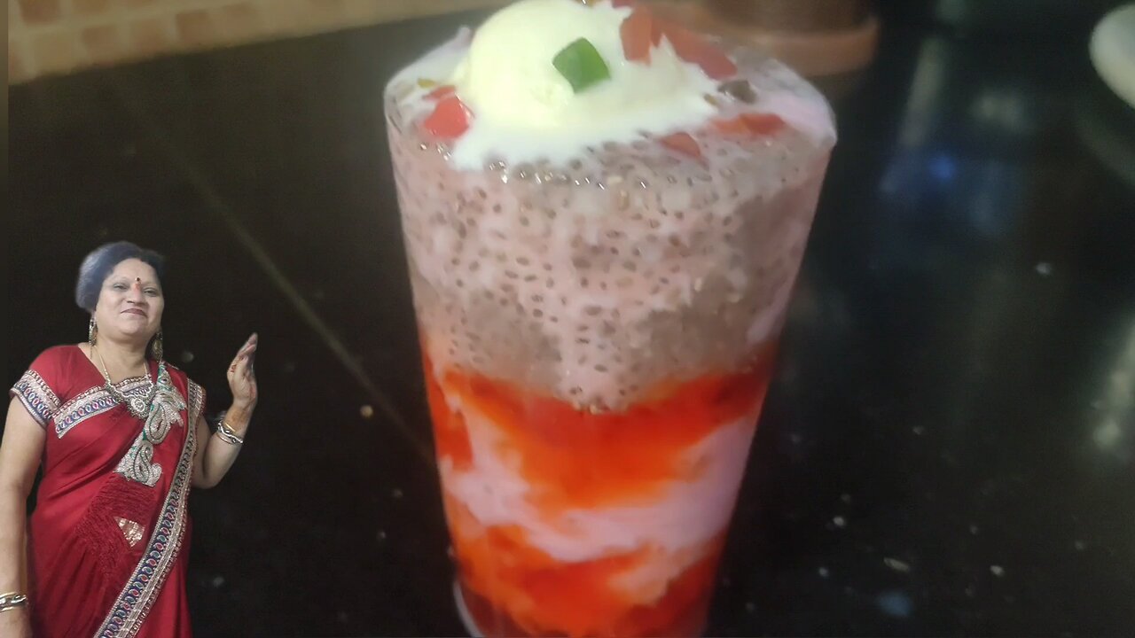 strawberry 🍓 Falooda 🍨 icecream #viral #falooda #faloodadrink #faluda #faludaicecreamrecipe