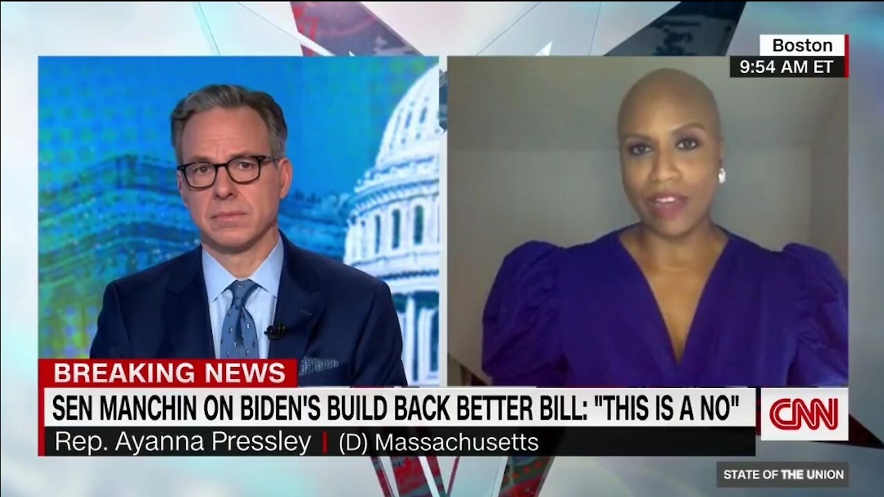 Rep Pressley Blames Manchin For Obstructing Biden's Agenda