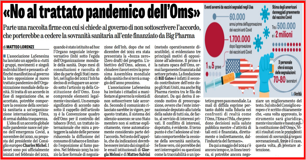 💉💀⚰️DANNI COLLATERALI🙊​...NO AL TRATTATO PANDEMICO DELL'OMS