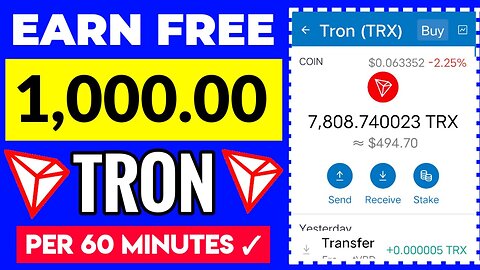 NO MINING: Earn Free 1,000 TRX COIN Per 60 Minutes - 100% Legit (with payment proof)