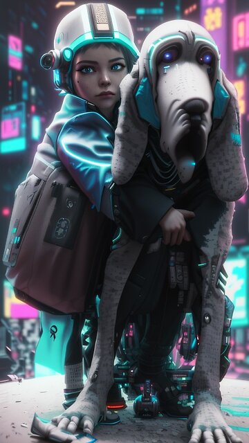 AI Generated Art, Images & Videos: Girl and Her Dog, #AI, #AIGenerated