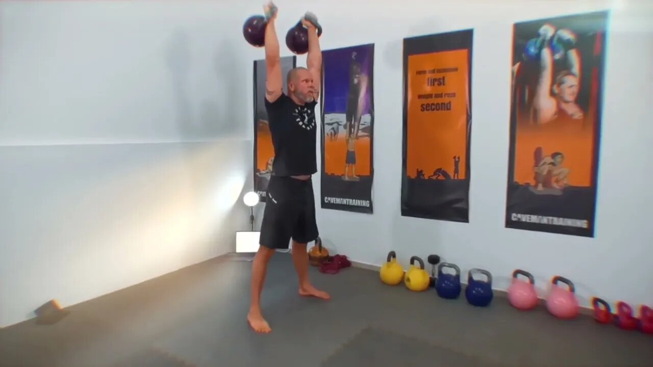 Slow Motion Double Kettlebell Half Snatch