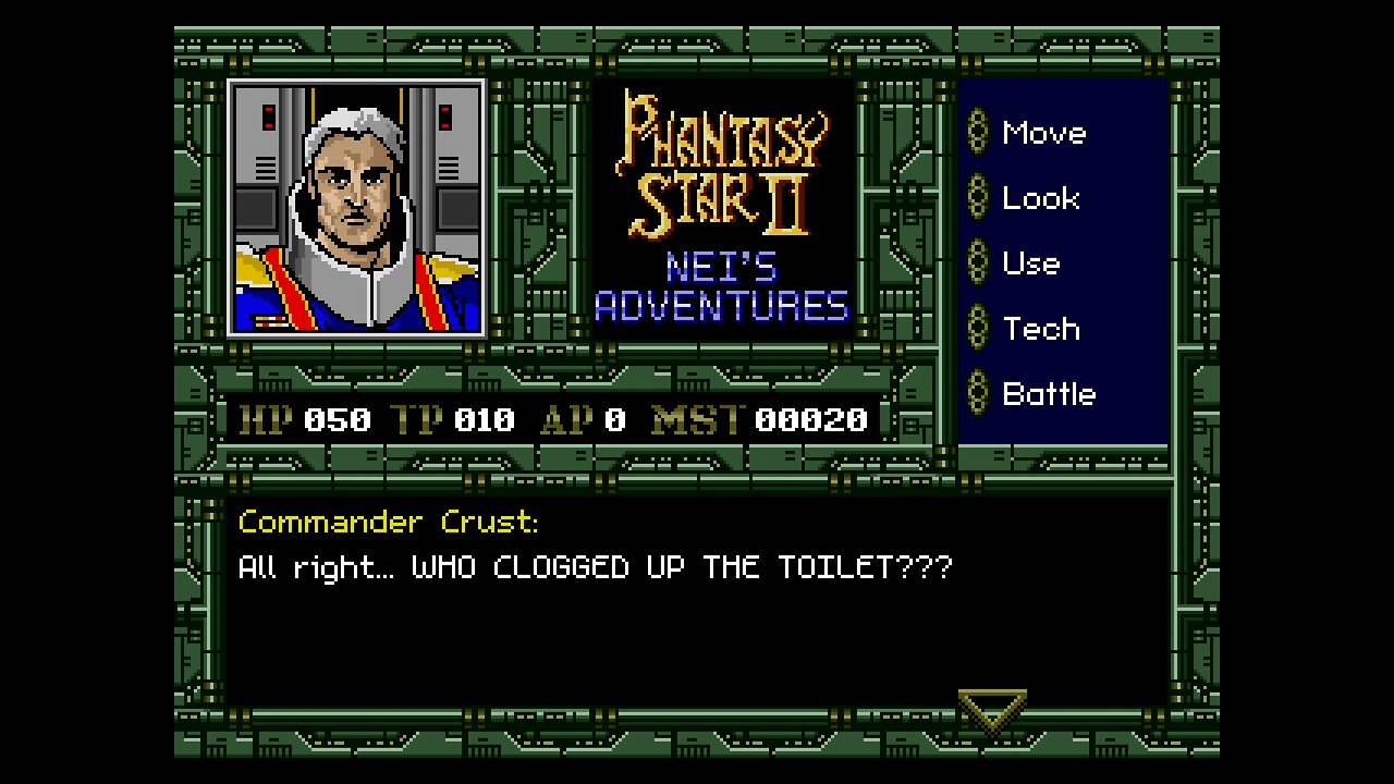 When nobody wants to take ownership of clogging the toilet (Phantasy Star Humor)