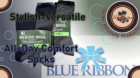 BLUE RIBBON Merino Wool Blend Men's Socks 🧦🖤 | Soft, Durable & Stylish | 4 Pairs