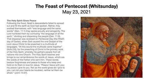 The Feast of Pentecost - May 23, 2021