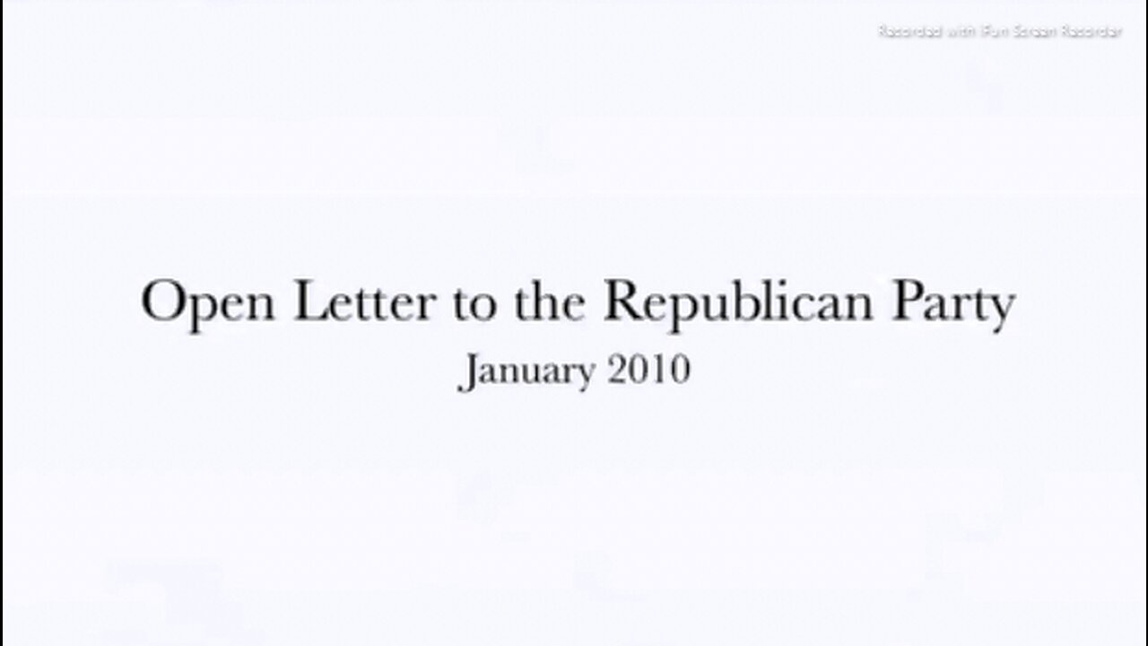 OPEN LETTER TO REPUBLICANS FROM 2010 - MORE RELEVANT THAN EVER - VIDEO - 1 min.