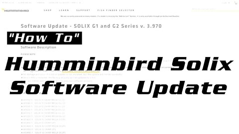 Humminbird Solix Software Update "How To"