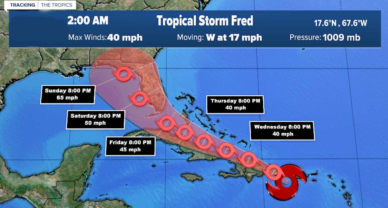 Tracking Tropical Storm Fred: Wednesday 5 a.m.