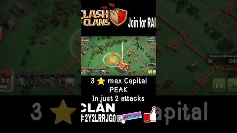 3 Star Max Capital Peak Level 3 with just 2 attack | #shorts #1417 #foryou #clashofclans #coc