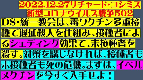 2022.12.27リチャード・コシミズ 新型コロナウイルス戦争５０２