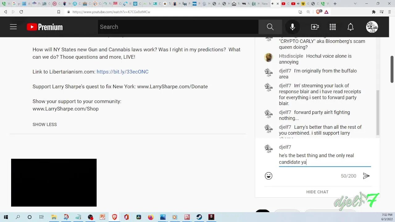 forward party and me in Larry Sharpe's chat.