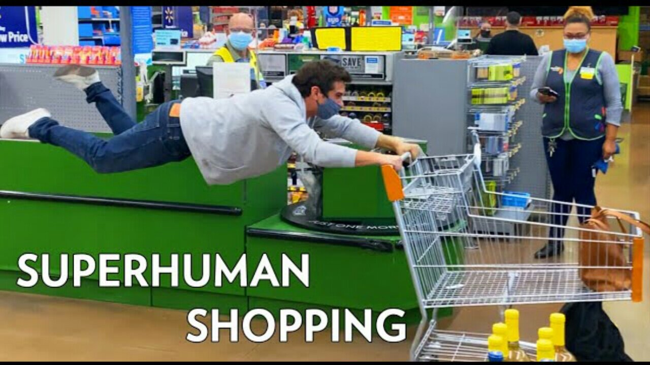 funny prank_ He FLOATS through the store.. employees FREAK OUT