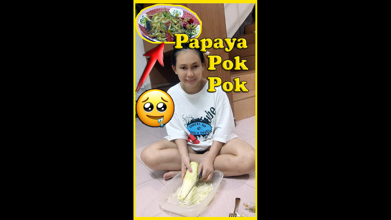 😱🥰 Papaya pok pok Thai Thailand Hat Yai - Som Tami papaya salad recipe no bra cooking