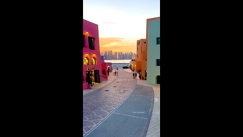 Sunset view with Doha city
