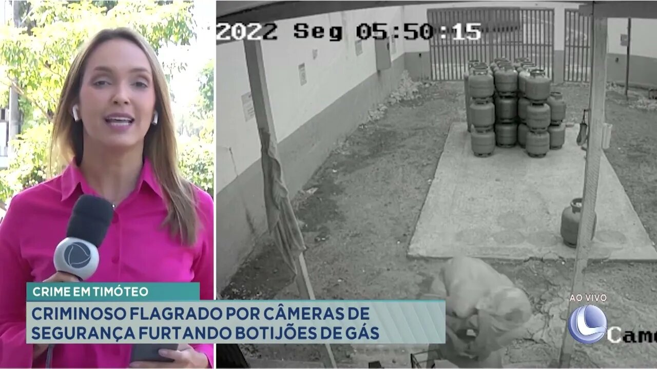 Crime em Timóteo: criminoso flagrado por câmeras de segurança furtando botijões de gás