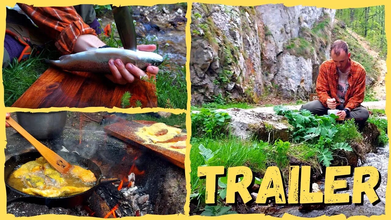 TRAILER: 🐟Păstrăv prăjit în mălai cu mămăliguță! | Gătim în Natură #9