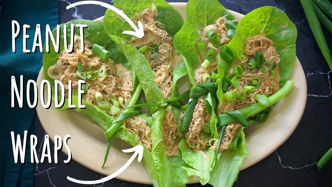 Green Onion Peanut Noodle Wraps [vegan]