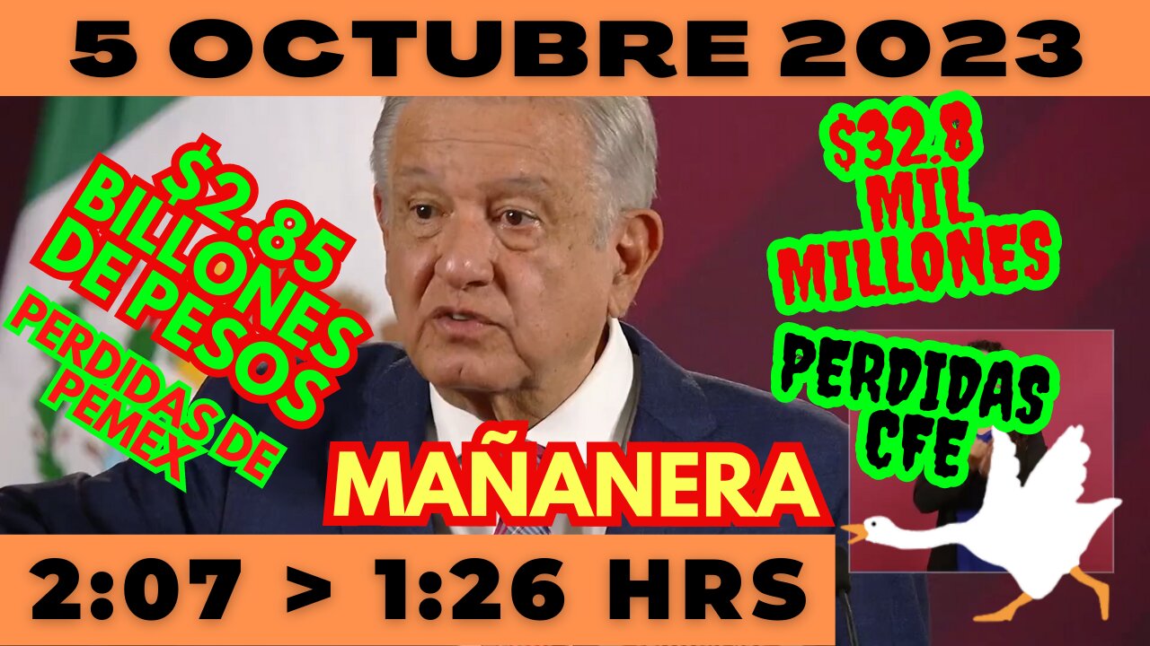 💩🐣👶 AMLITO | Mañanera *Jueves 5 de Octubre 2023* | El gansito veloz 2:07 a 1:26.