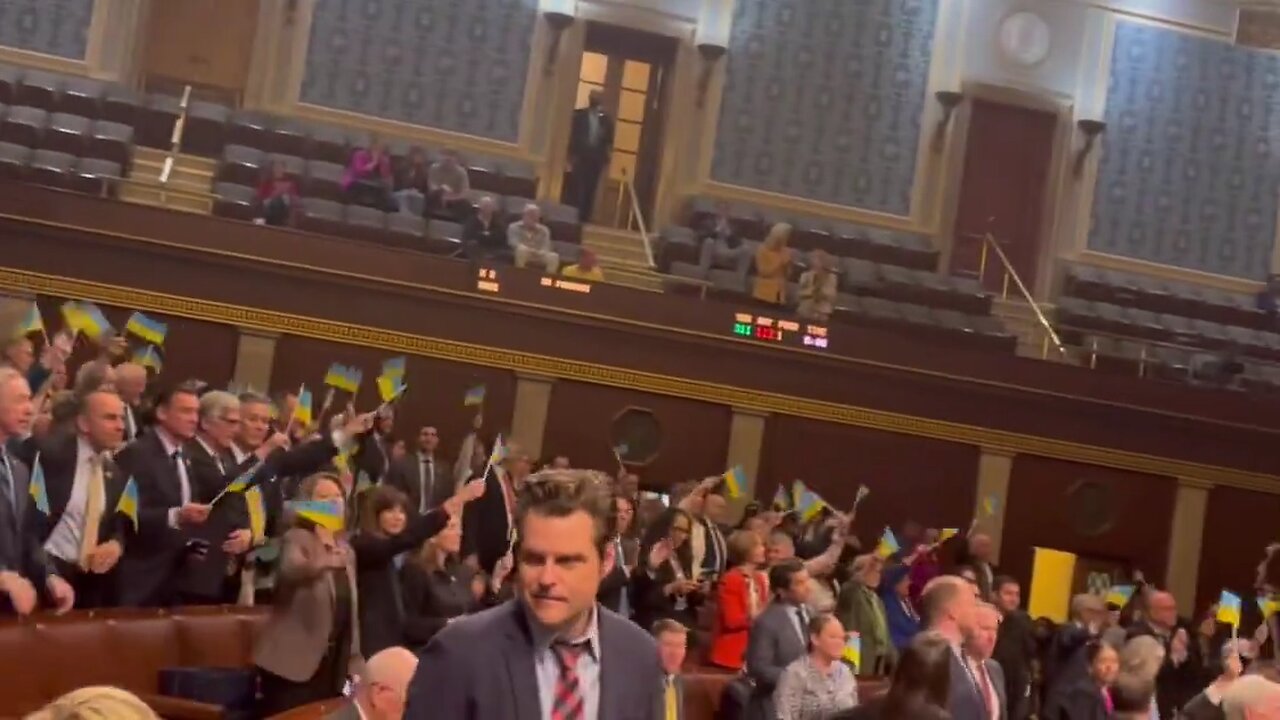 Dems Waiving Ukrainian Flags on the house floor when the bill passed