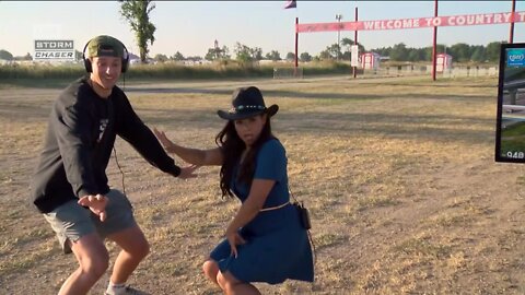 Austin and Adriana "line dance" during TMJ4 News Today