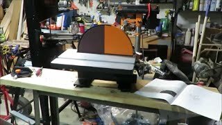 Unboxing a WEN 12-Inch Benchtop Disc Sander.