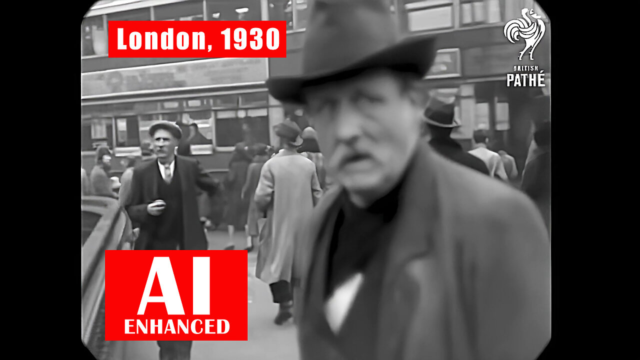 London, 1930. AI Enhanced, Details Recovered, Sound Added, Upscaled To 1080 HD