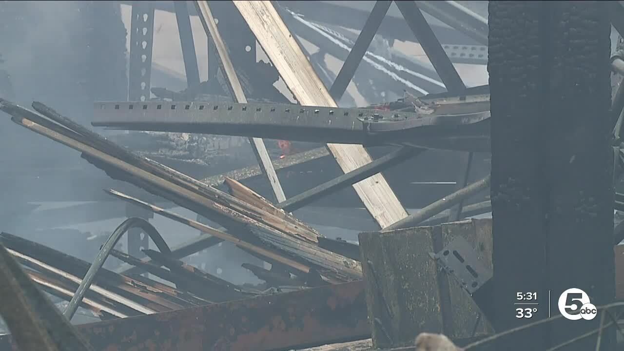 Fire destroys large building part of Hardwood Lumber Company in Middlefield Township