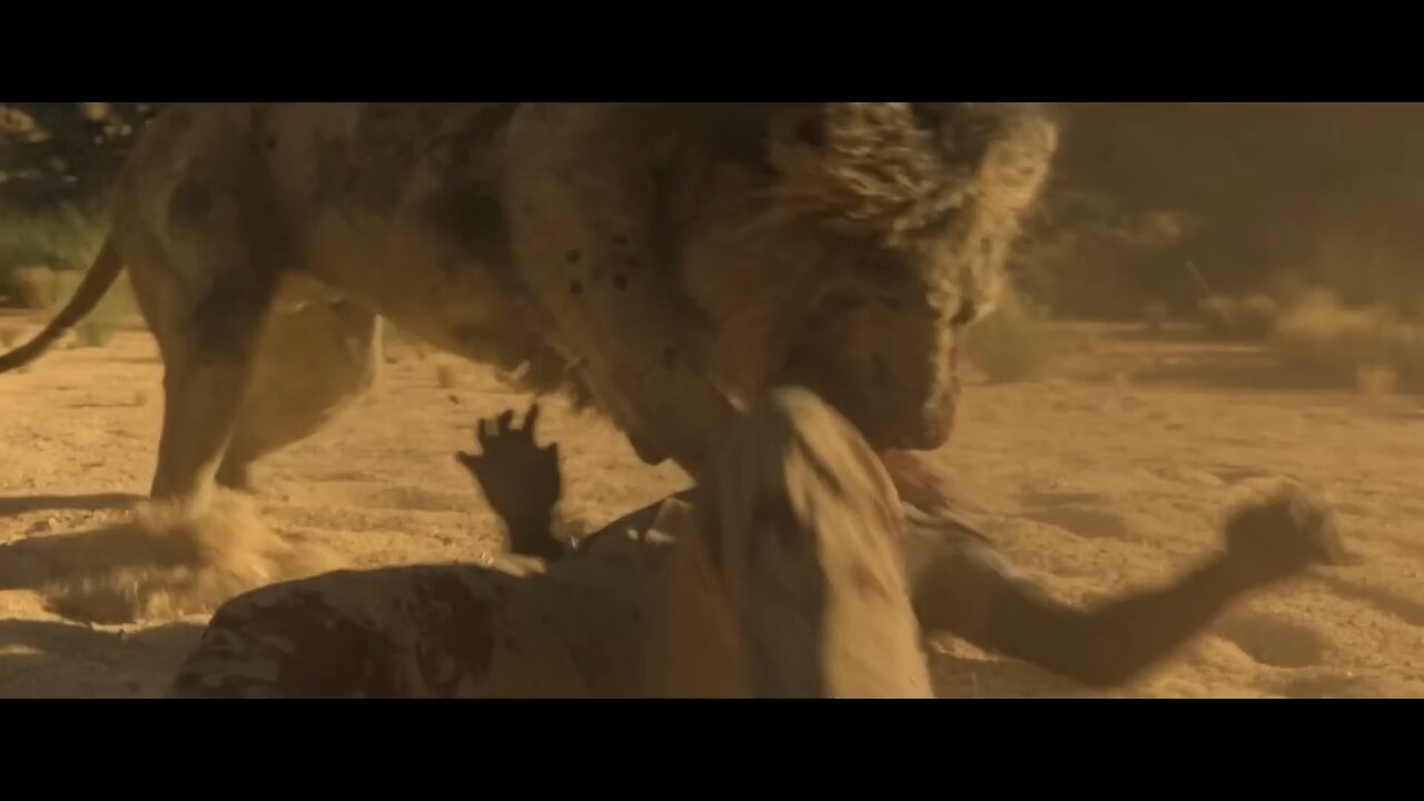 Man vs loin fight scene