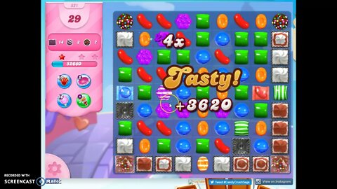 Candy Crush Level 821 Audio Talkthrough, 3 Stars 0 Boosters