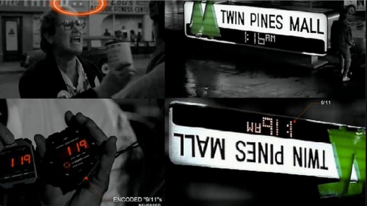 Was 'Back to the Future' Predicting the Events of 911 In Great Detail? Twin Pines Mall, After Attack, Twin Pines Are Replaced With a Sole Pine, Doc's Two Stop Watches, Both of Which Are 119 <> Mirrored 911