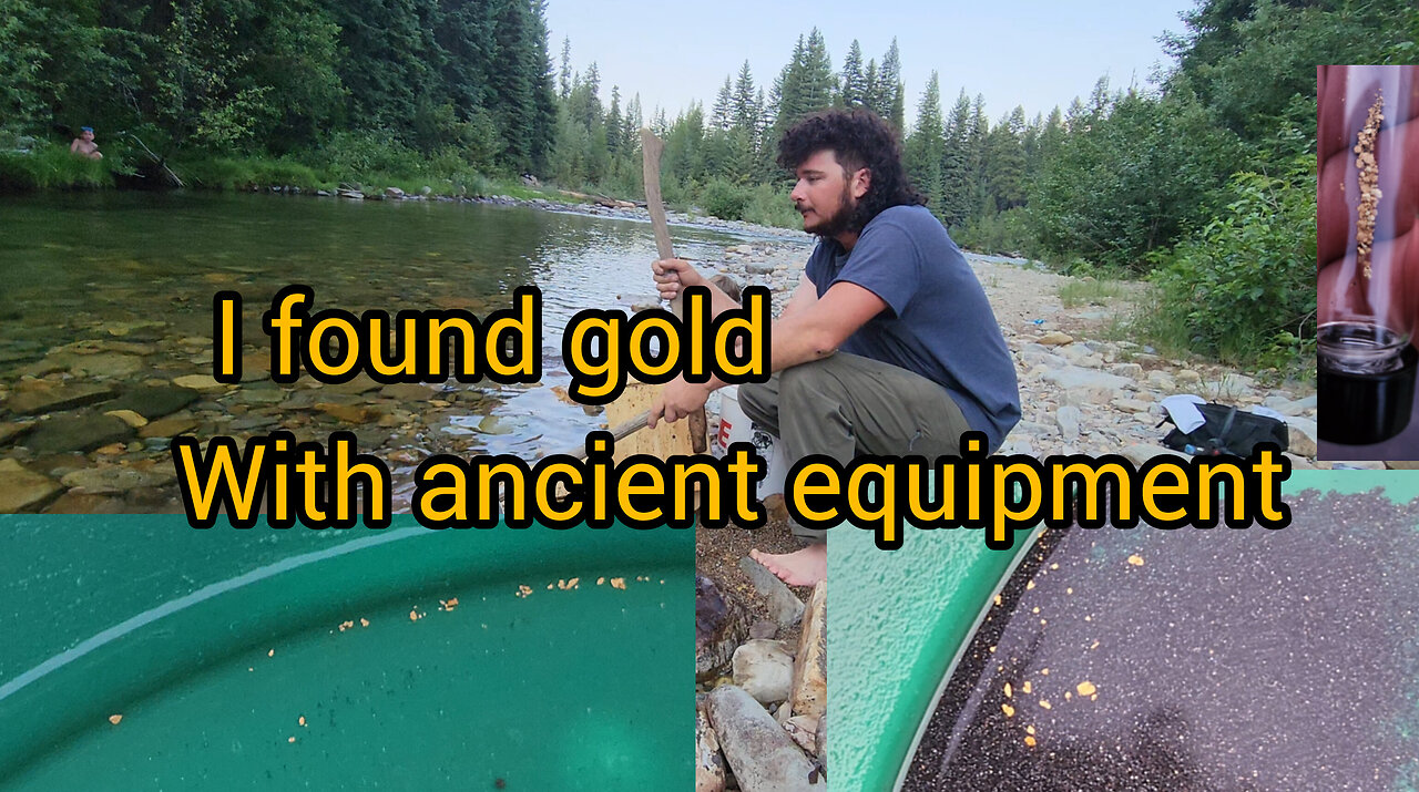 Using 1800s rocker box for extracting gold from a river bank