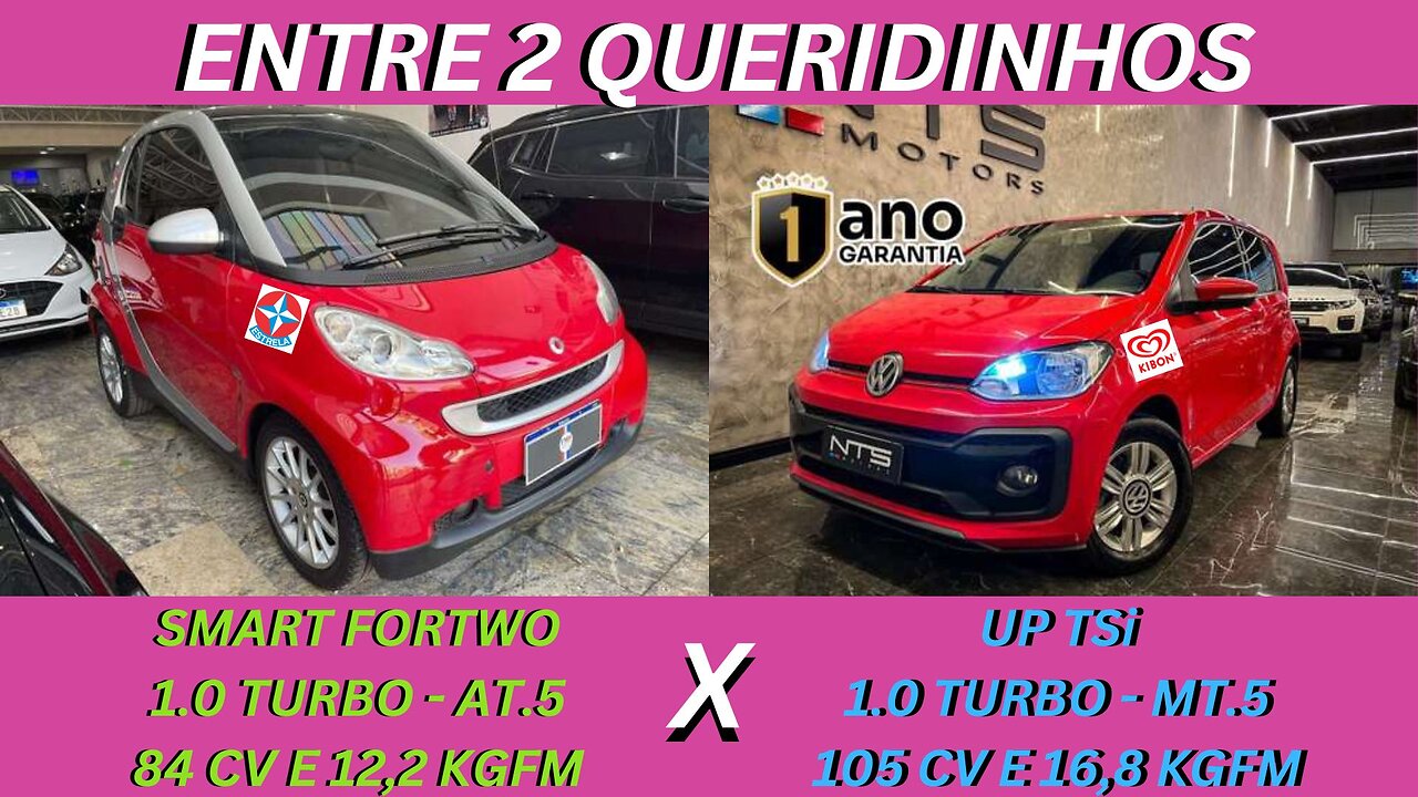 ENTRE 2 CARROS - SMART FORTWO COUPE X VOLKSWAGEN UP TSi MOVE - TURBOS, COMPACTOS E ECONOMICOS