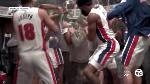 Pistons give Rex Kalamian locker room celebration after first coaching win