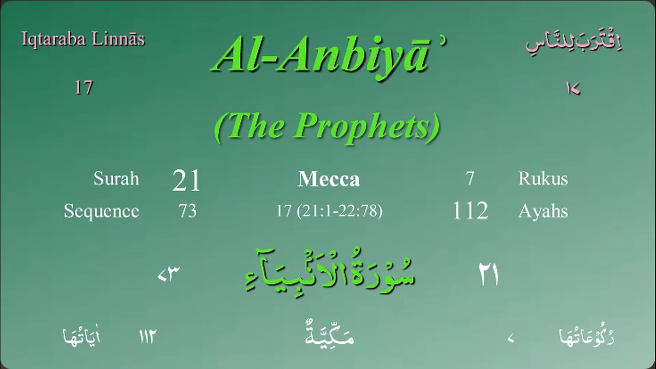 021 Surah Al Anbiya by Mishary Al Afasy (iRecite)