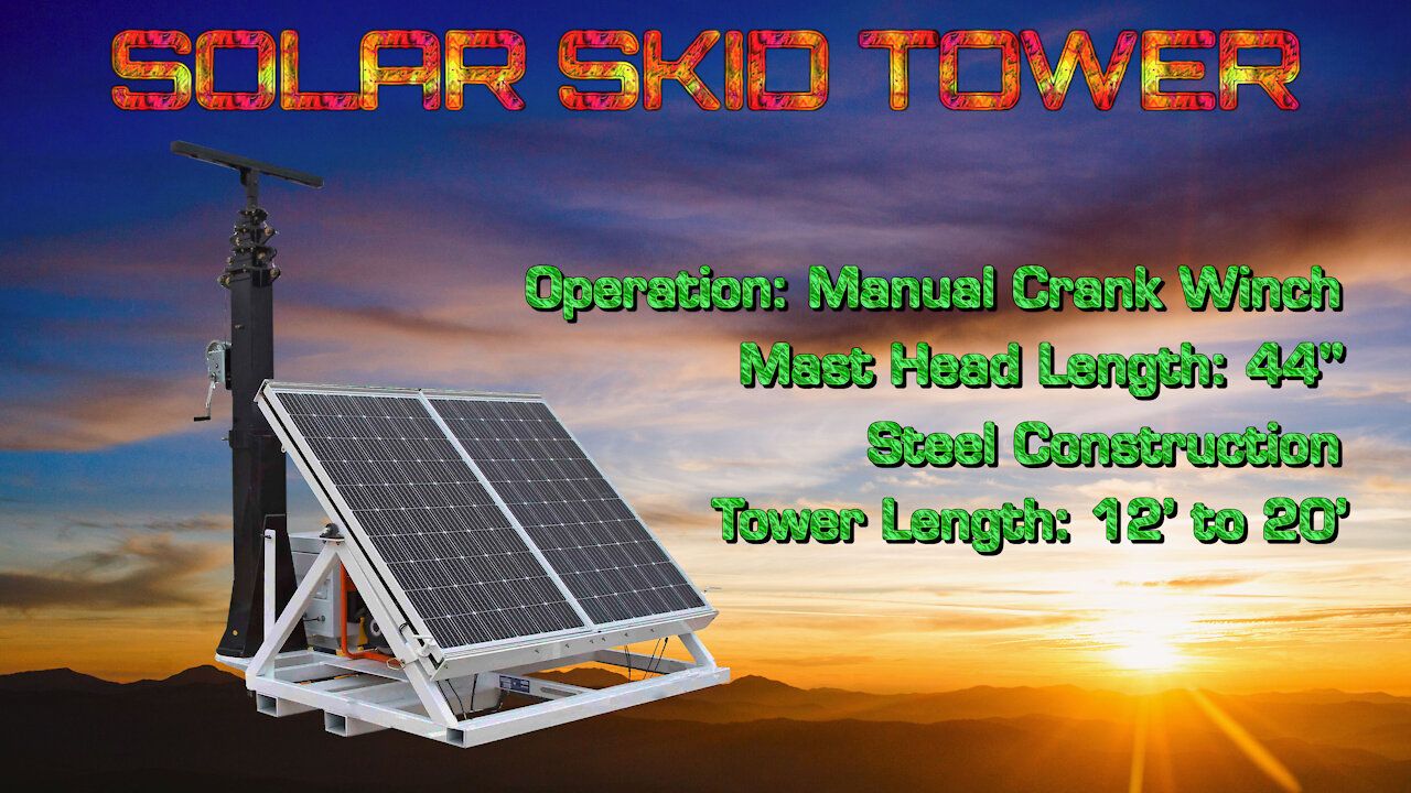 Portable Solar Skid Towers for Lighting & Electronics, Transport up to 24 Units on Trailers