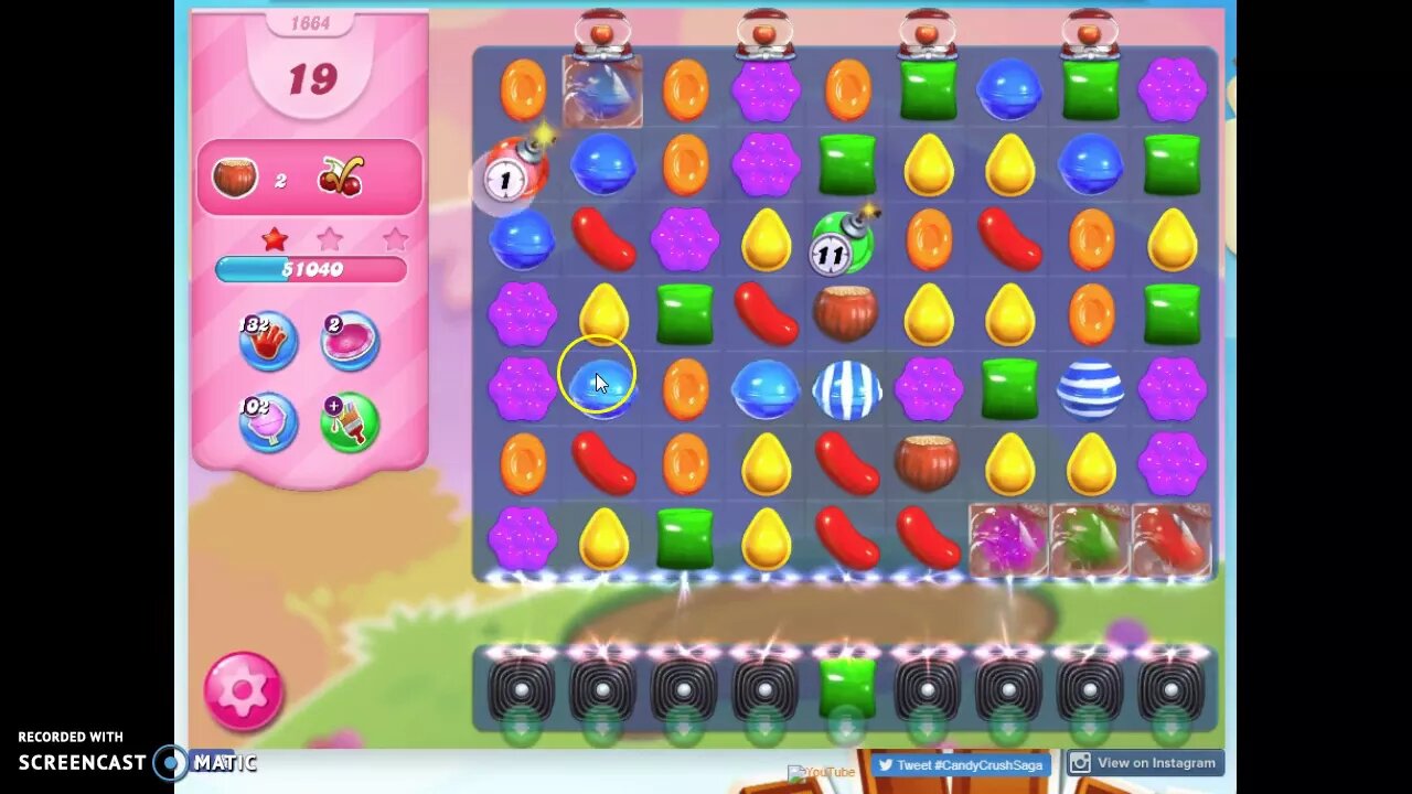 Candy Crush Level 1664 Audio Talkthrough, 2 Stars 2 GLITCHES