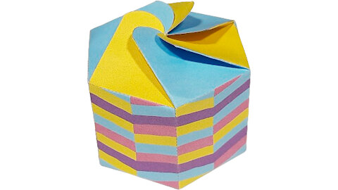 Colored print hexagon box/Caja hexagonal con estampado de colores/Caixa hexágono estampas colorido