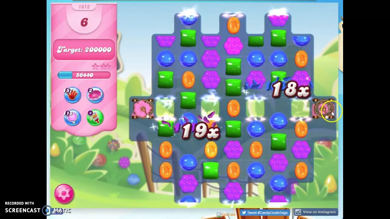 Candy Crush Level 1813 Audio Talkthrough, 3 Stars 0 Boosters