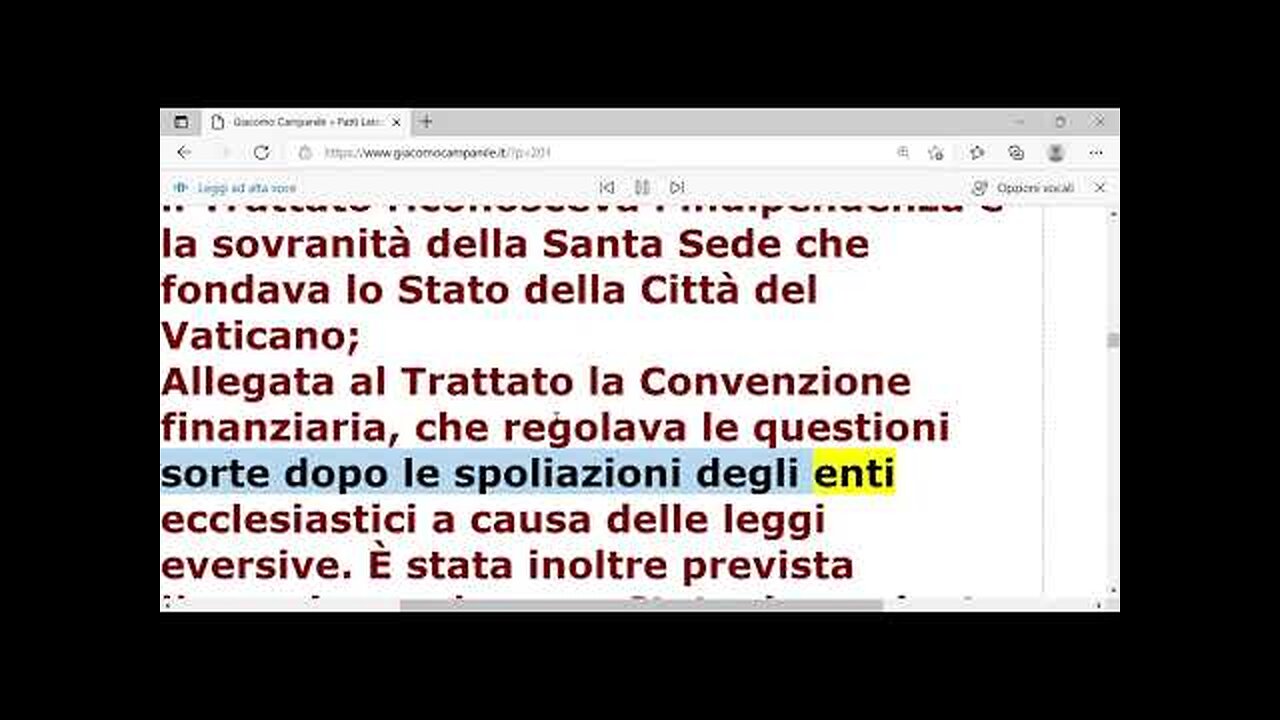 I Patti Lateranensi del 1929 con Mussolini e la revisione del Concordato nel 1984 con Craxi tra Stato italiano e Chiesa romana VIDEOLEZIONE DI STORIA Ai Patti si deve l'istituzione della Città del Vaticano come Stato INDIPENDENTE