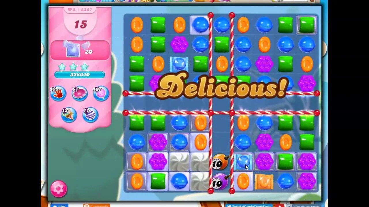 Candy Crush Level 3367 Talkthrough, 35 Moves, 0 Boosters